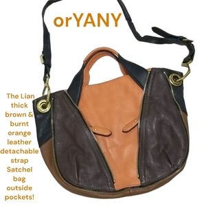 orYANY The Lian detachable strap Satchel bag retro brown burnt orange leather